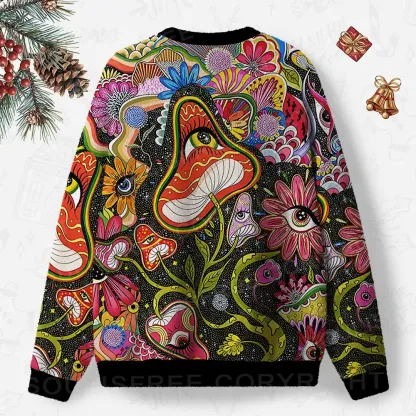 Psychedelic Floral Ocular Ugly Christmas Knit Sweatshirt