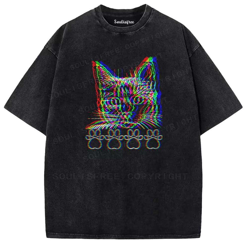 Soulisfree  NEON FELINE Washed Tee