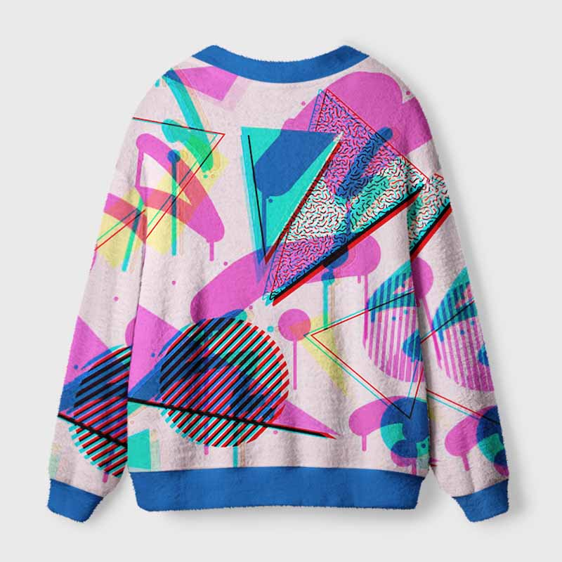 Soulisfree DIGITAL POP Fuzzy Cardigan Sweater 