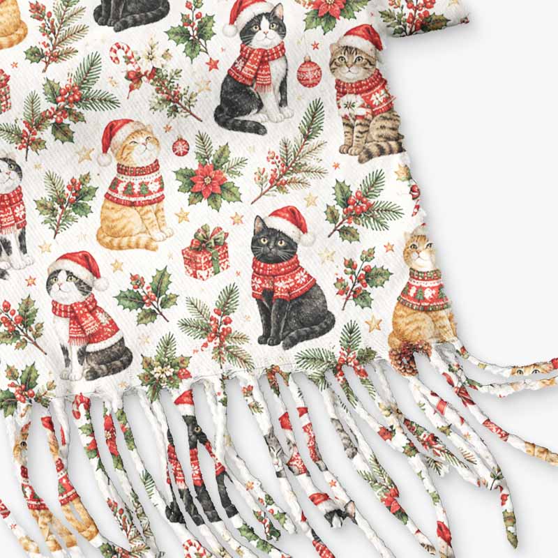 Soulisfree A Cat’s Christmas Tale Of Love Fuzzy Fringed Scarf