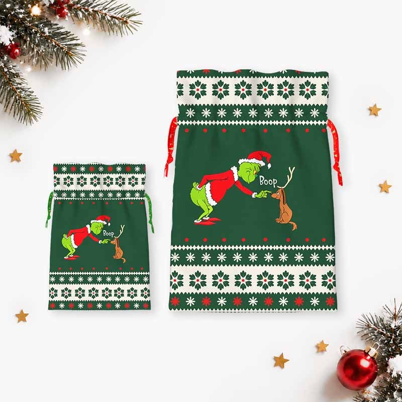 Soulisfree Funny Boop Grinch And Max Christmas Gift Pouch