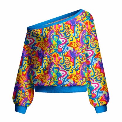 Soulisfree Psychedelic Vibes Women's Fuzzy Crewneck Sweater