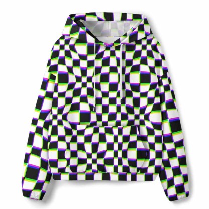 Soulisfree  Psychedelic Chessboard Wave All-Over Print Hoodie