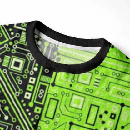 Soulisfree Neon Circuit Fuzzy Crewneck Sweater