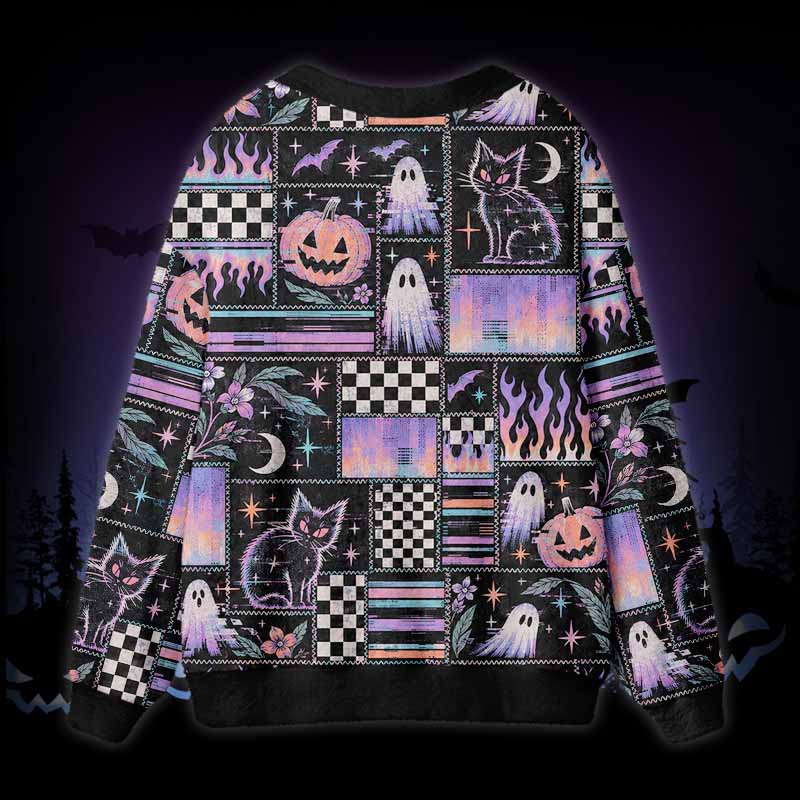 Soulisfree Midnight Mischief Fuzzy Cardigan Sweater 