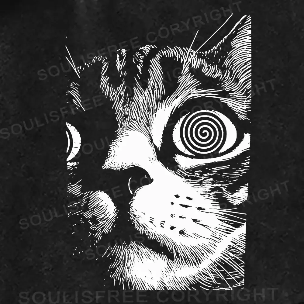 Psychedelic Cat Washed Shorts