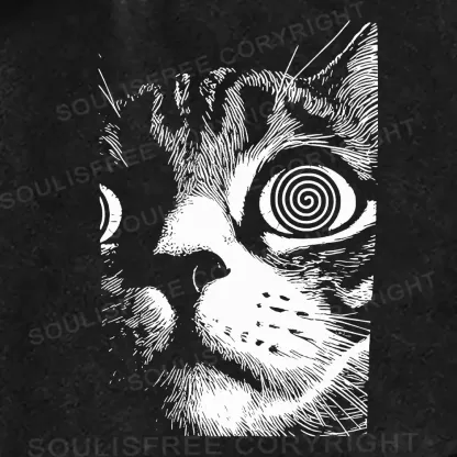 Psychedelic Cat Washed Shorts