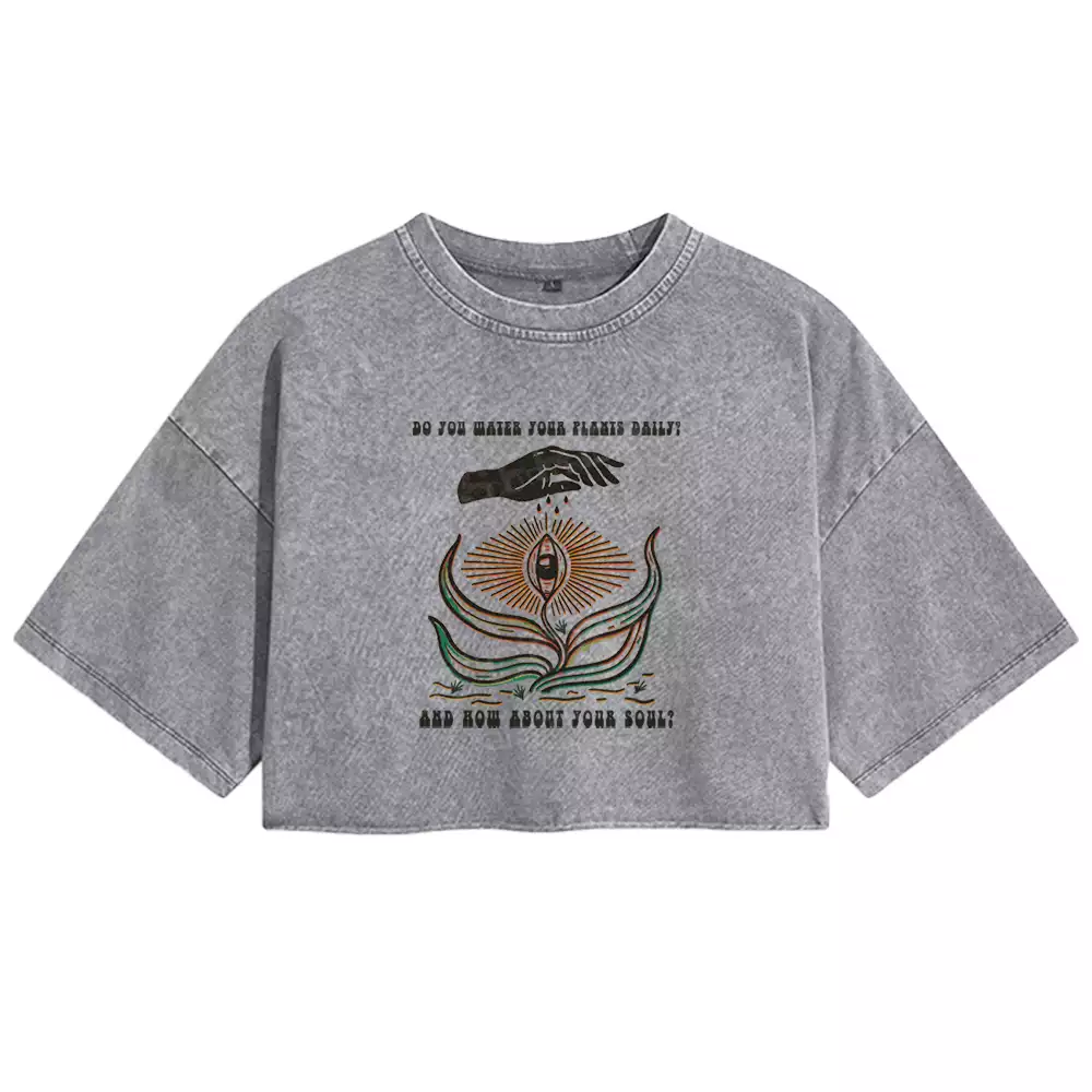 Nurture Your Soul Washed Crop T-shirt