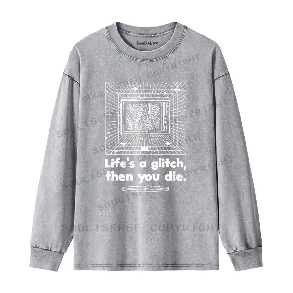 Life in Glitch Mode Washed Long Sleeve Shirt