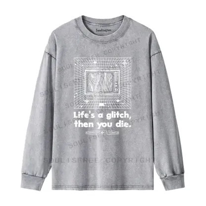 Life in Glitch Mode Washed Long Sleeve Shirt