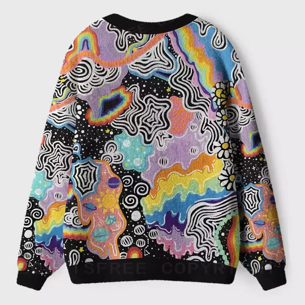 Psychedelic Vortex Collage Ugly Cardigan Sweaters