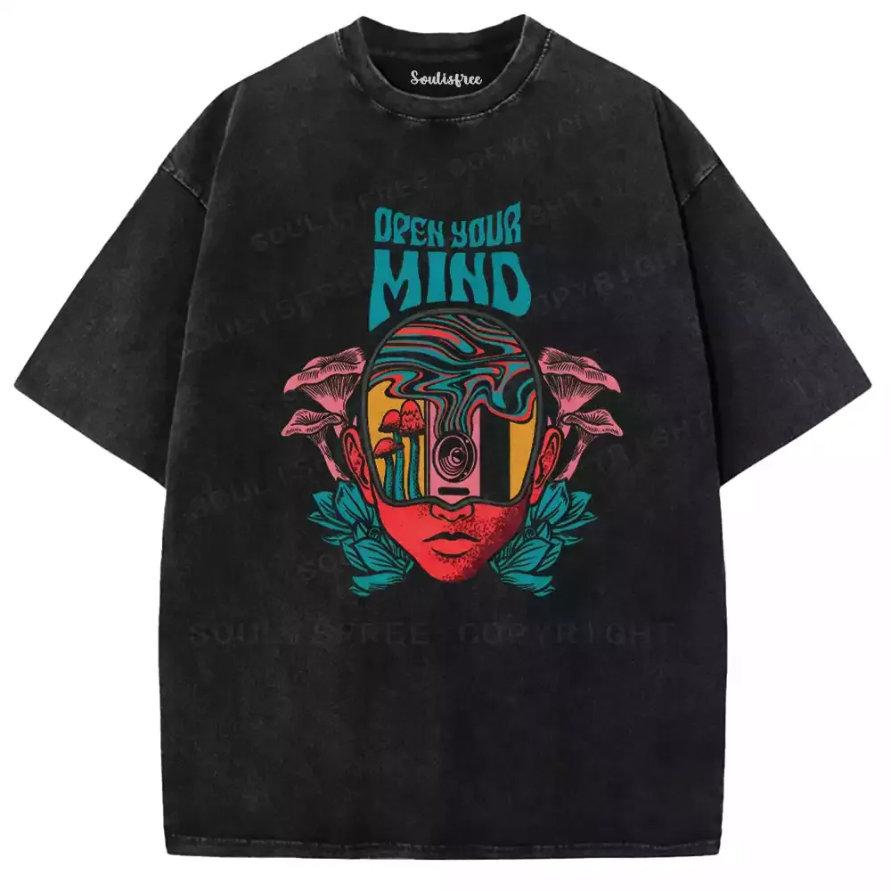 Open Your Mind Psychedelic Washed T-shirt