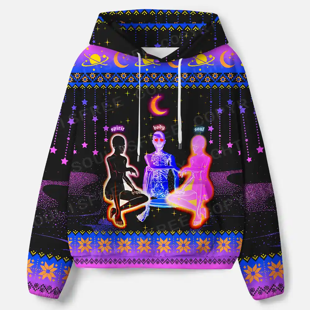 Ethereal Energy: Spirit Meets Soul All-Over Print Hoodie