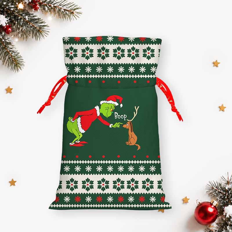 Soulisfree Funny Boop Grinch And Max Christmas Gift Pouch