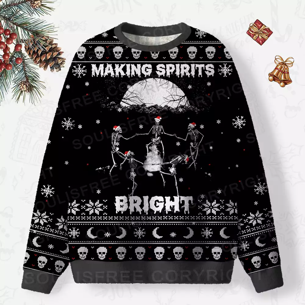 Making Spirits Bright Ugly Christmas Knit Sweatshirt