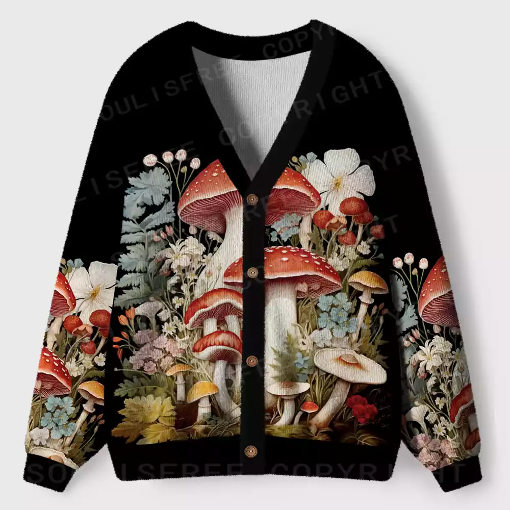 Mystic Forest Fungi Ugly Cardigan Sweaters