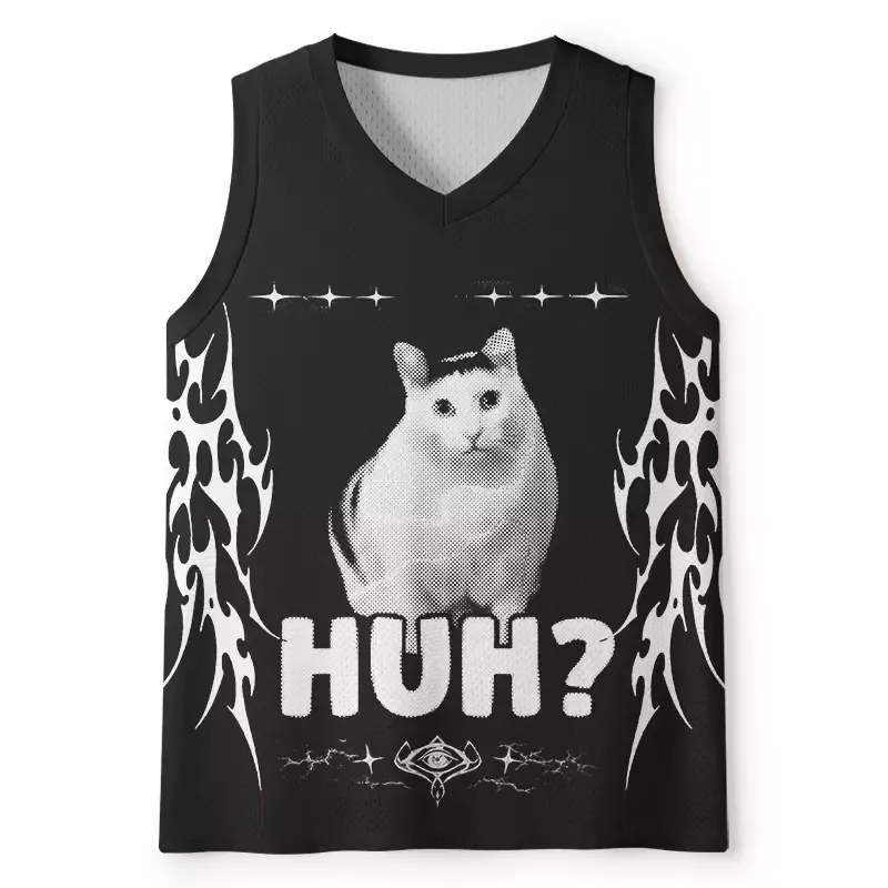 Designed Soulisfree Huh Cat Meme Mesh Tank