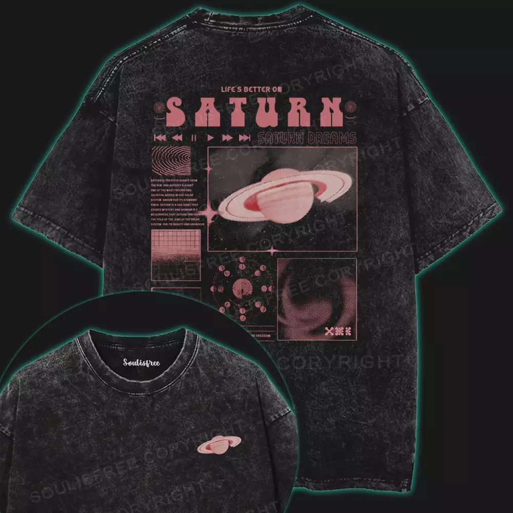 Saturn Dreams Washed Space T-shirt