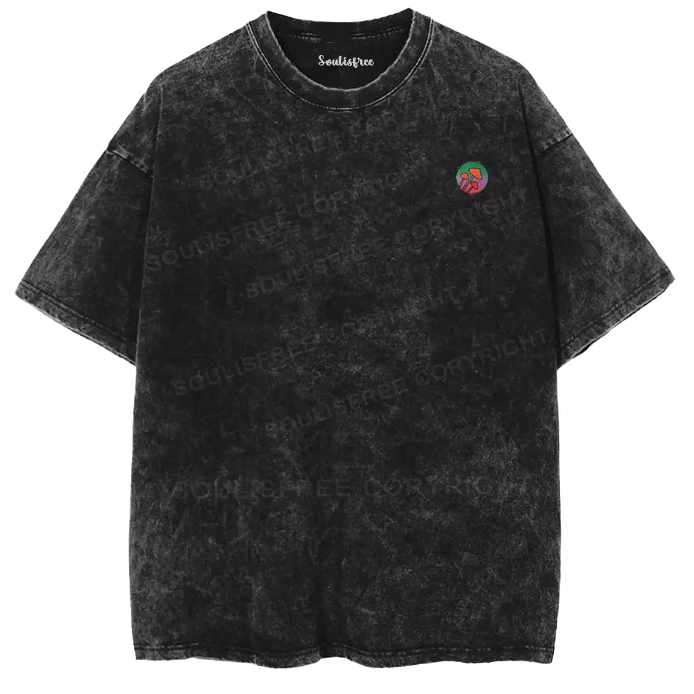 Psychedelic Mushroom World Washed T-shirt