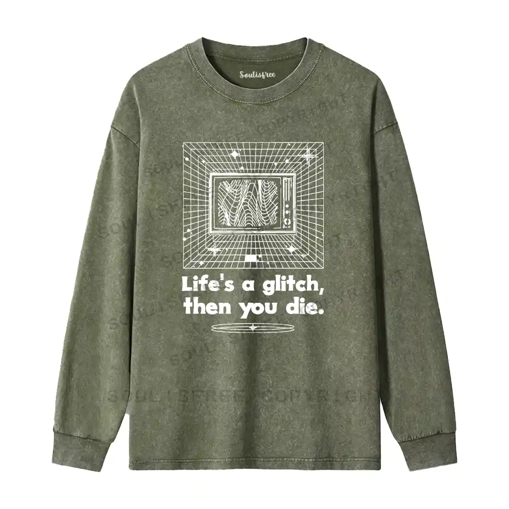 Life in Glitch Mode Washed Long Sleeve Shirt