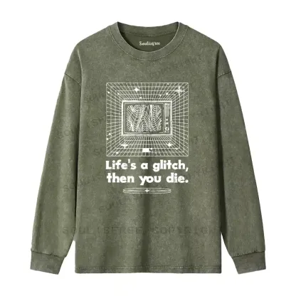 Life in Glitch Mode Washed Long Sleeve Shirt