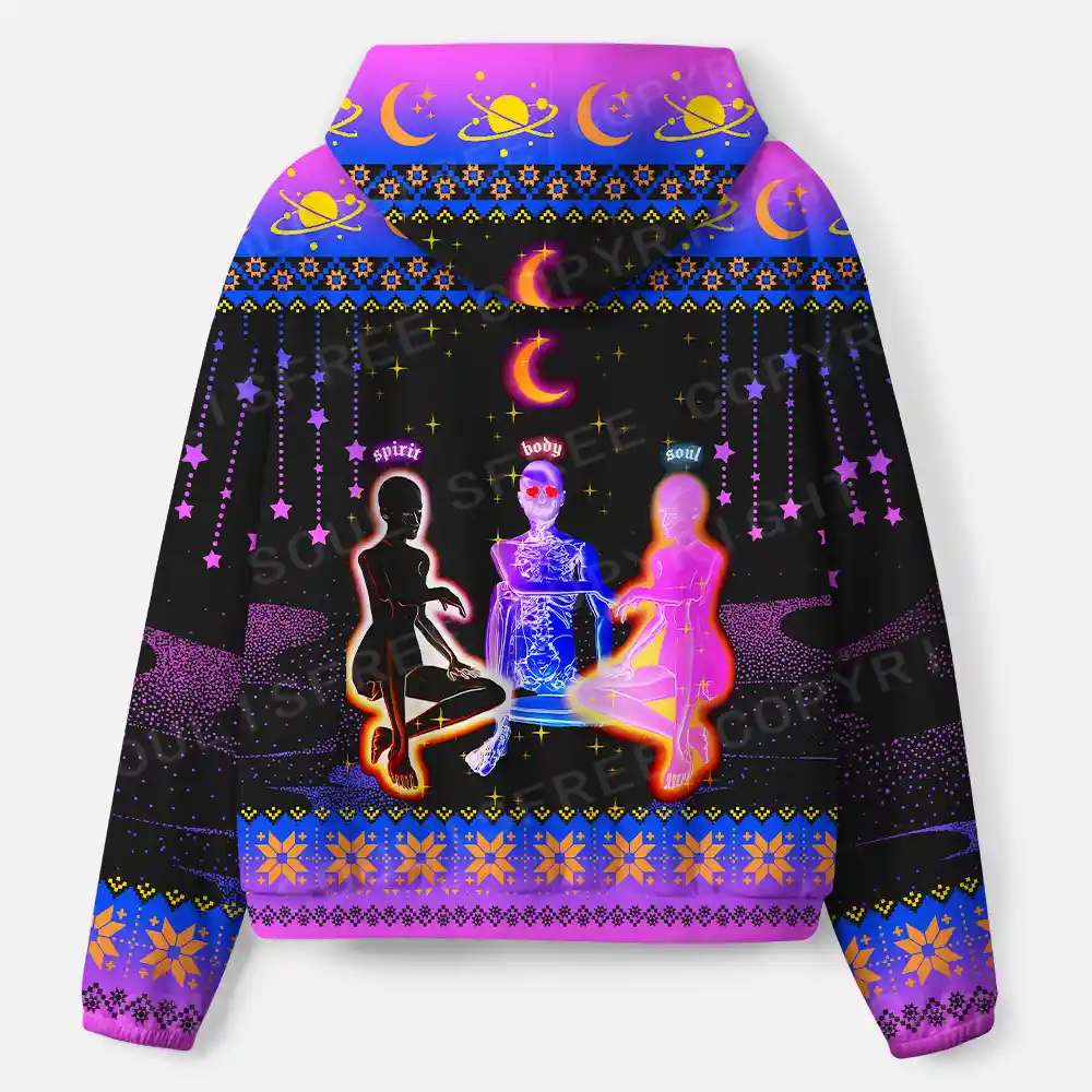 Ethereal Energy: Spirit Meets Soul All-Over Print Hoodie