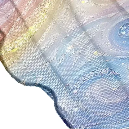 Soulisfree Glittery Rainbow Ombre Swirl Sheer Mesh Cover Up