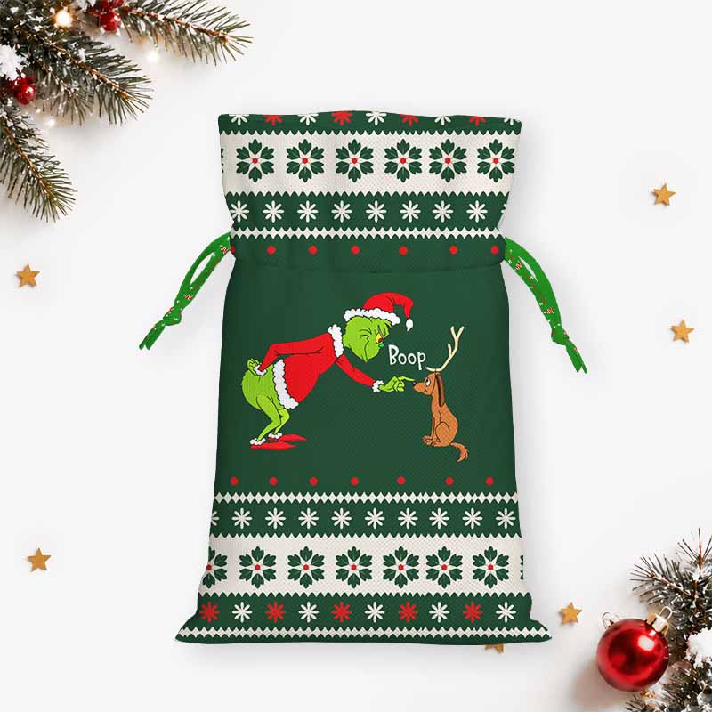 Soulisfree Funny Boop Grinch And Max Christmas Gift Pouch