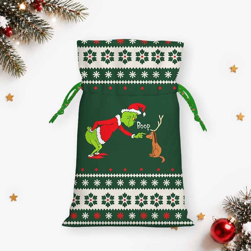 Soulisfree Funny Boop Grinch And Max Christmas Gift Pouch