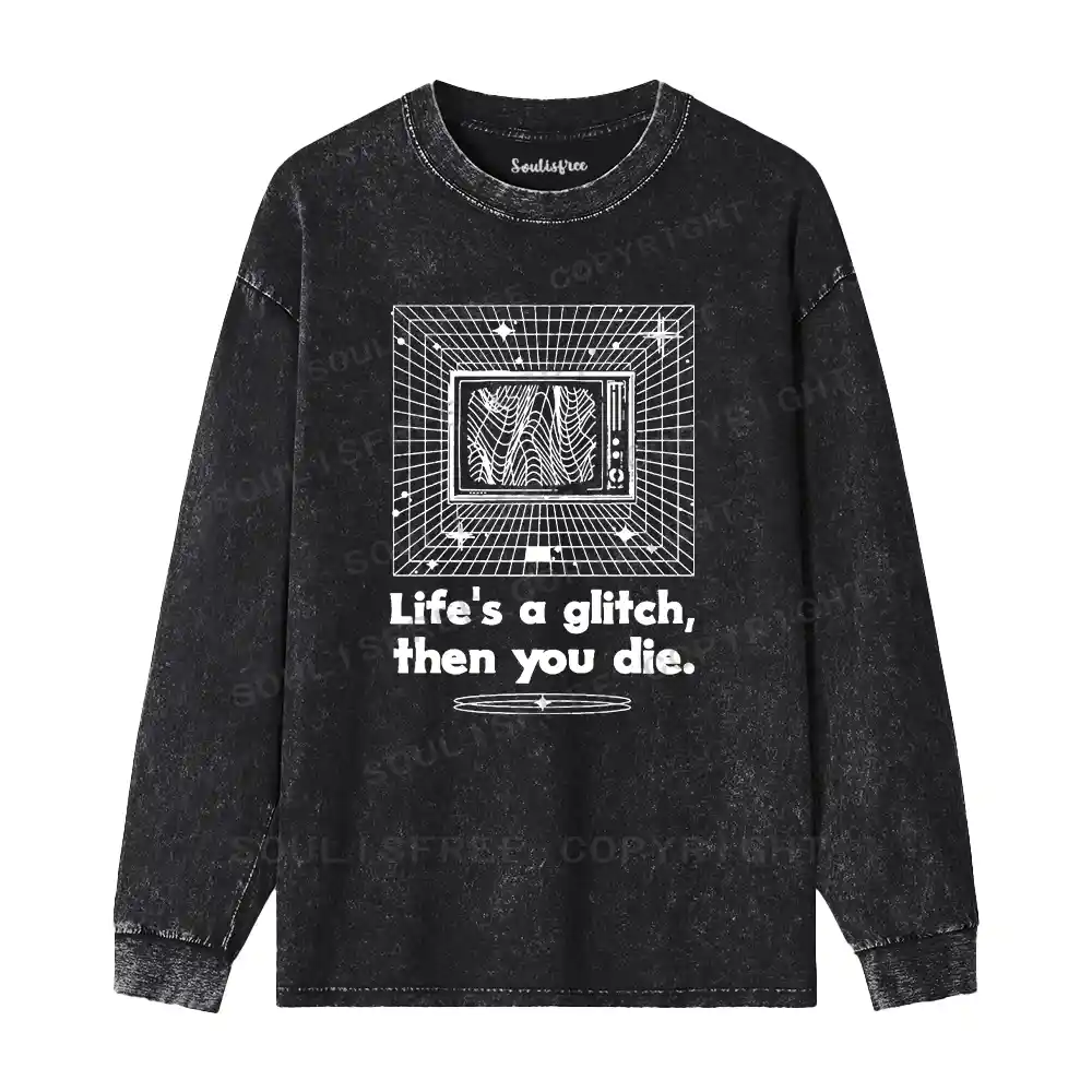 Life in Glitch Mode Washed Long Sleeve Shirt