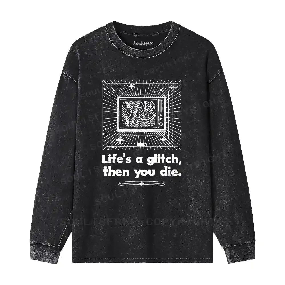 Life in Glitch Mode Washed Long Sleeve Shirt