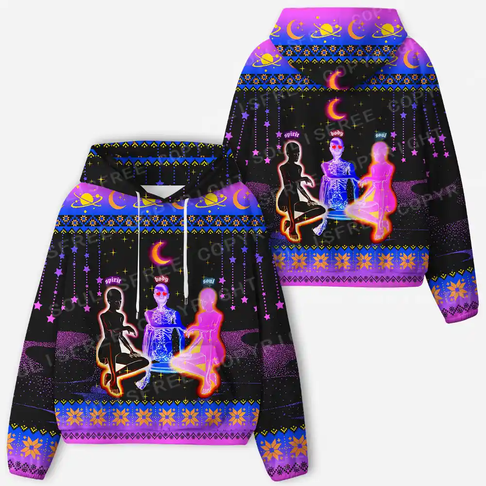 Ethereal Energy: Spirit Meets Soul All-Over Print Hoodie