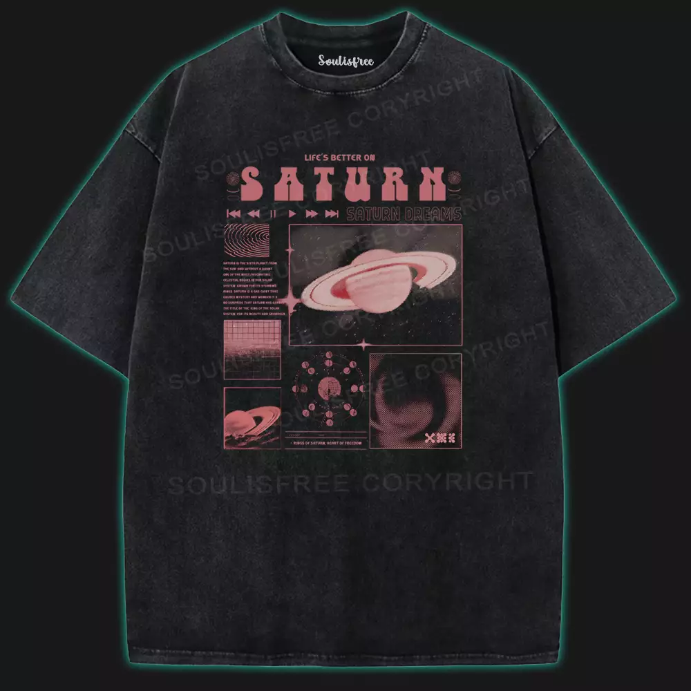 Saturn Dreams Washed Space T-shirt