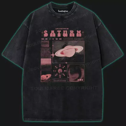 Saturn Dreams Washed Space T-shirt