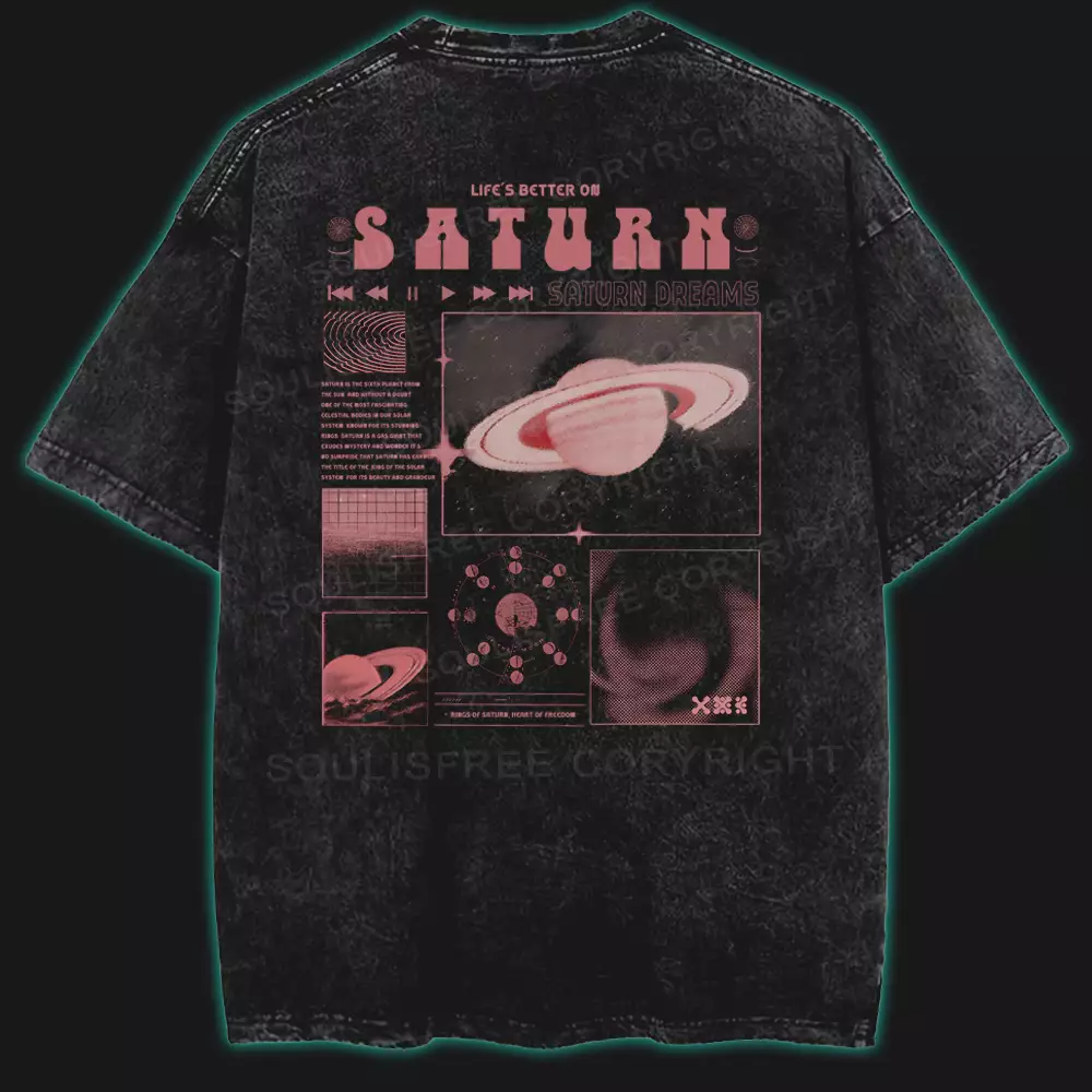 Saturn Dreams Washed Space T-shirt