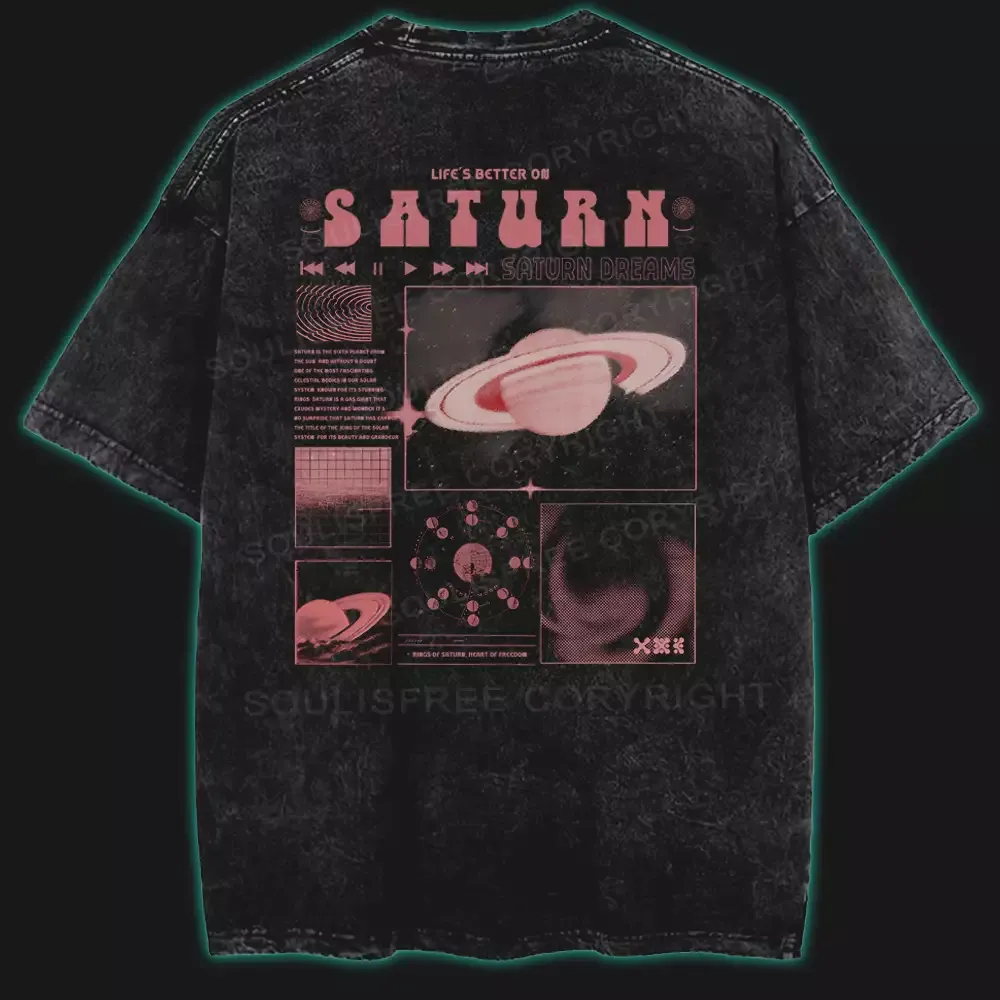 Saturn Dreams Washed Space T-shirt