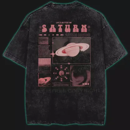 Saturn Dreams Washed Space T-shirt