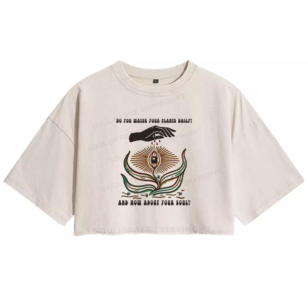 Nurture Your Soul Washed Crop T-shirt