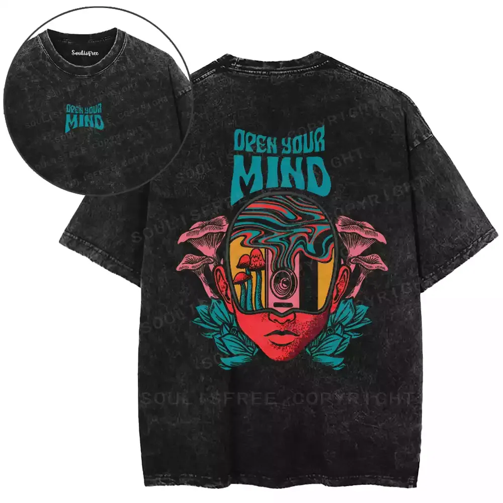 Open Your Mind Psychedelic Washed T-shirt