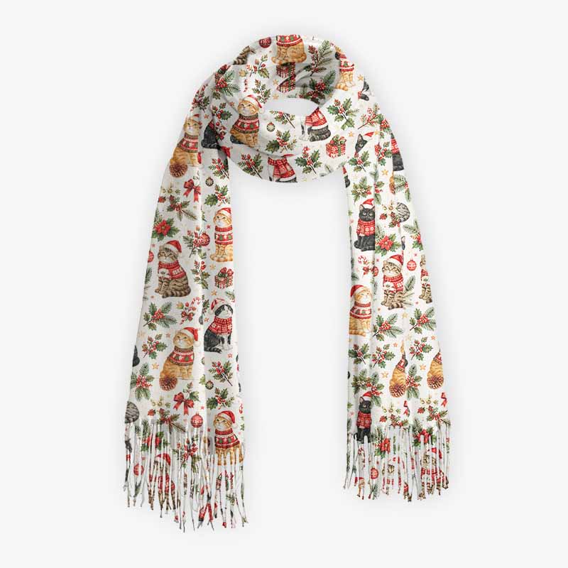 Soulisfree A Cat’s Christmas Tale Of Love Fuzzy Fringed Scarf