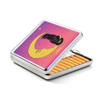 Soulisfree Midnight Moon Cat  Metal Pocket Case