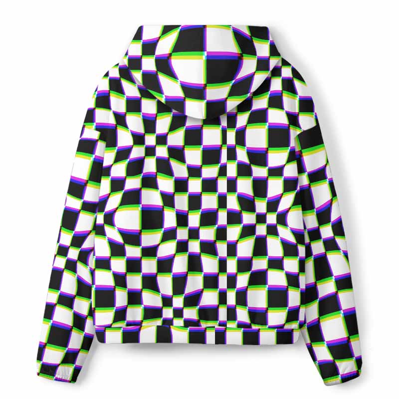 Soulisfree  Psychedelic Chessboard Wave All-Over Print Hoodie