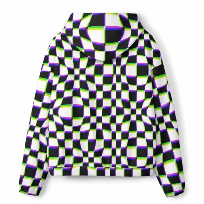 Soulisfree  Psychedelic Chessboard Wave All-Over Print Hoodie