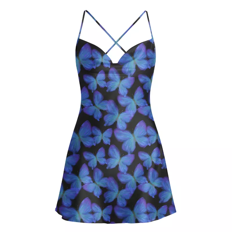Soulisfree Midnight Wings Cowl Neck Satin Mini Dress