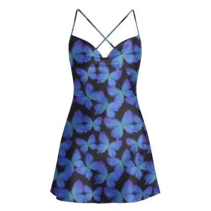 Soulisfree Midnight Wings Cowl Neck Satin Mini Dress