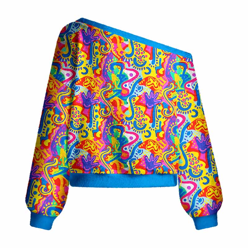 Soulisfree Psychedelic Vibes Women's Fuzzy Crewneck Sweater