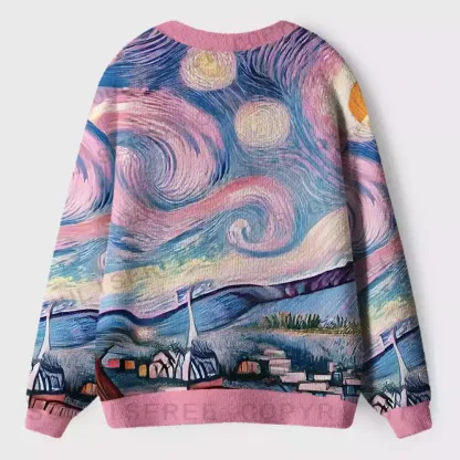 Starry Village Dreamscape Ugly Cardigan Sweaters