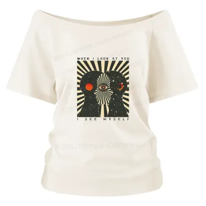 Reflections of the Soul Washed Space T-shirt Off Shoulder Top