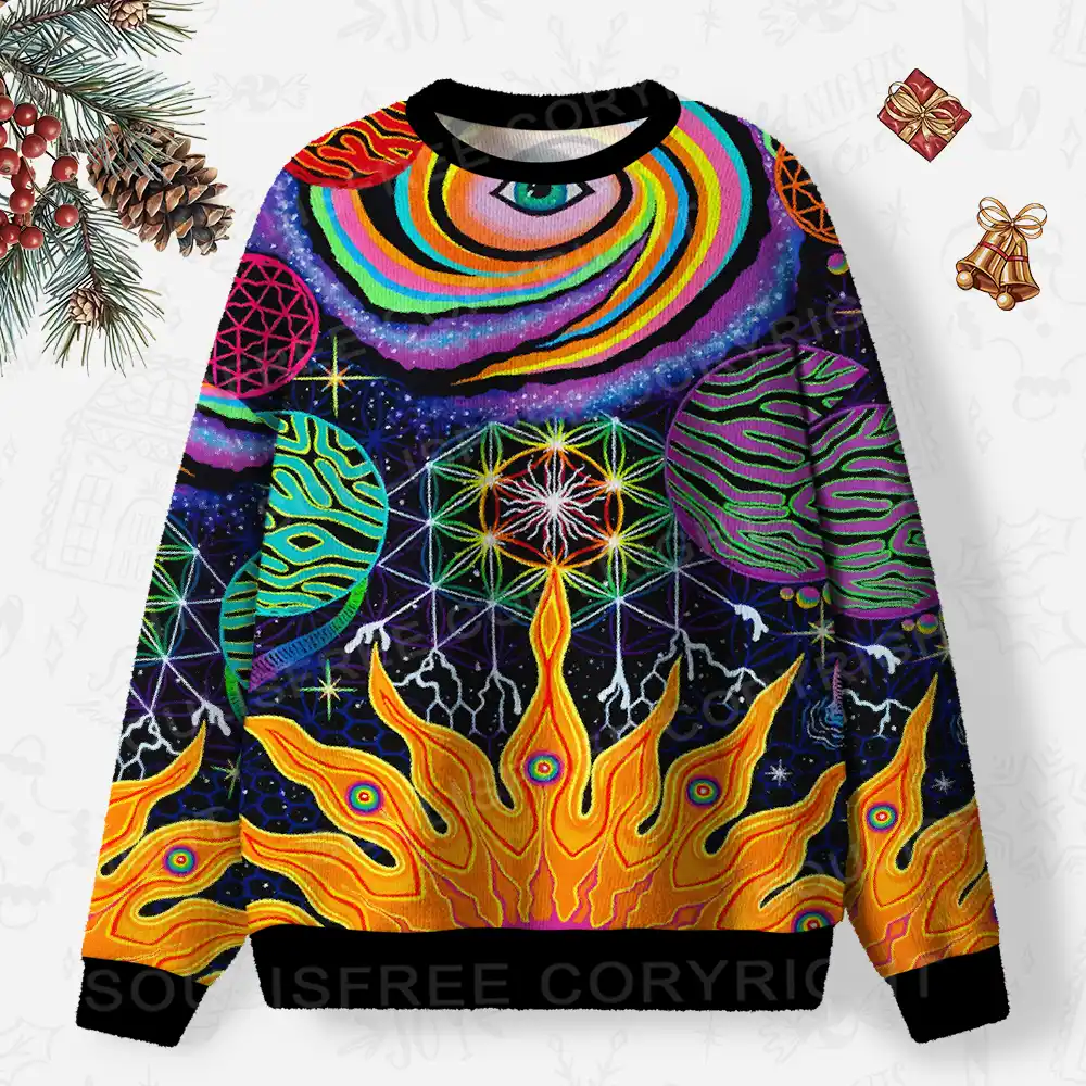 Galactic Dimensions Vision Ugly Christmas Knit Sweatshirt