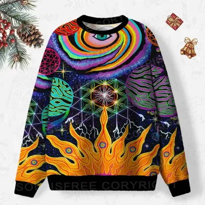 Galactic Dimensions Vision Ugly Christmas Knit Sweatshirt